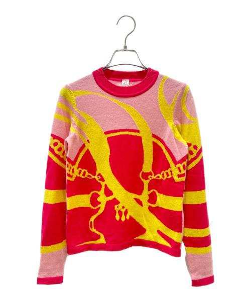 HERMES（エルメス）HERMES (エルメス) カシミヤセーター ピンク×イエロー サイズ:34の古着・服飾アイテム