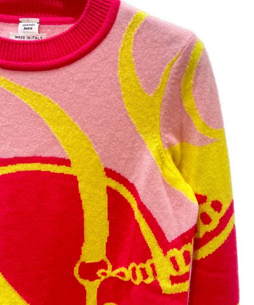 HERMES（エルメス）HERMES (エルメス) カシミヤセーター ピンク×イエロー サイズ:34の古着・服飾アイテム
