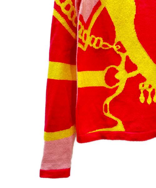 HERMES（エルメス）HERMES (エルメス) カシミヤセーター ピンク×イエロー サイズ:34の古着・服飾アイテム