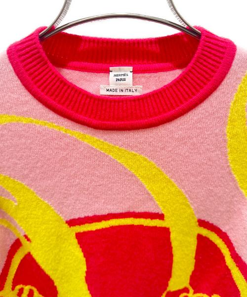 HERMES（エルメス）HERMES (エルメス) カシミヤセーター ピンク×イエロー サイズ:34の古着・服飾アイテム