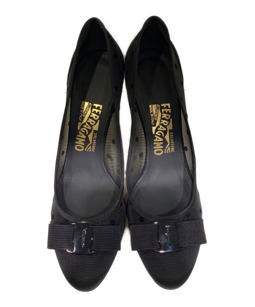 Salvatore Ferragamo（サルヴァトーレ フェラガモ）Salvatore Ferragamo (サルヴァトーレ フェラガモ) シースルードットパンプス ブラック サイズ:7の古着・服飾アイテム