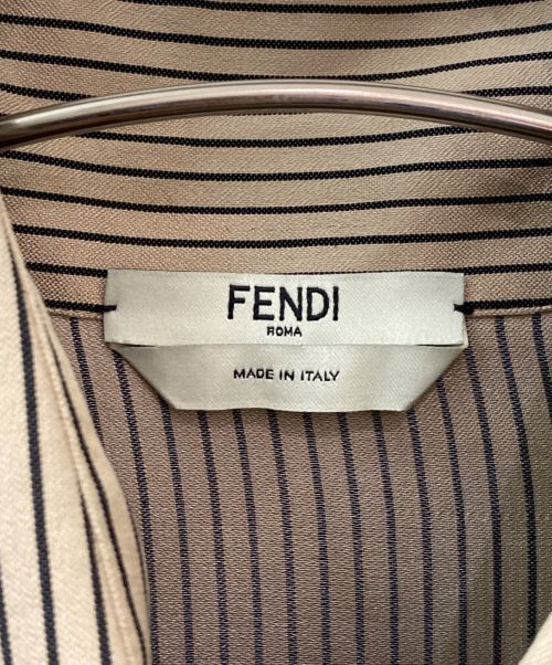 FENDI（フェンディ）FENDI (フェンディ) シルクストライプリングシャツ ベージュ サイズ:42の古着・服飾アイテム