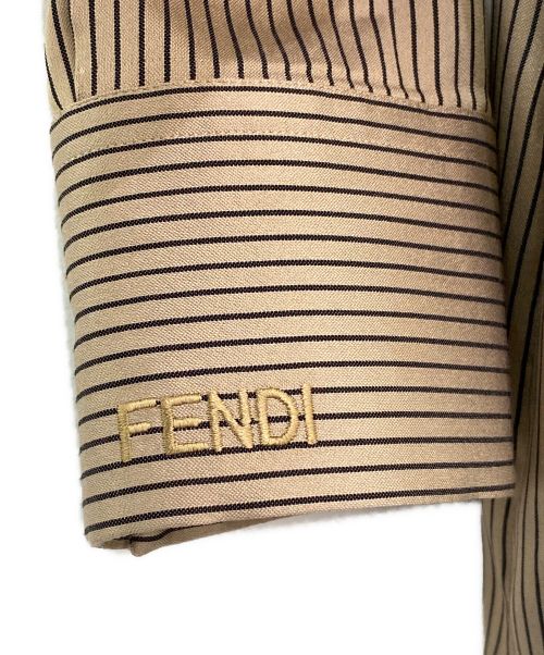 FENDI（フェンディ）FENDI (フェンディ) シルクストライプリングシャツ ベージュ サイズ:42の古着・服飾アイテム