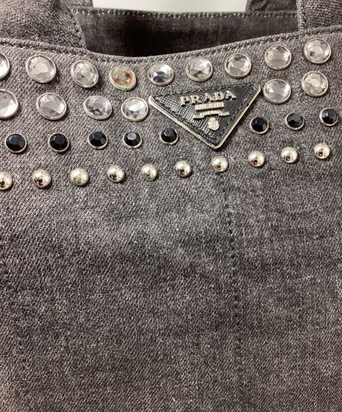 PRADA（プラダ）PRADA (プラダ) 2WAY Denim Tote Bag（２WAYデニムトートバッグ） グレーの古着・服飾アイテム