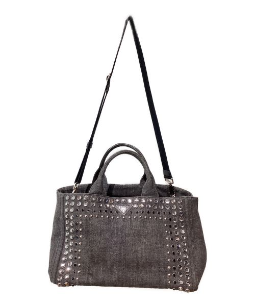 PRADA（プラダ）PRADA (プラダ) 2WAY Denim Tote Bag（２WAYデニムトートバッグ） グレーの古着・服飾アイテム