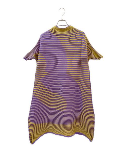 ISSEY MIYAKE（イッセイミヤケ）ISSEY MIYAKE (イッセイミヤケ) リブニットワンピース イエロー×パープル サイズ:2の古着・服飾アイテム