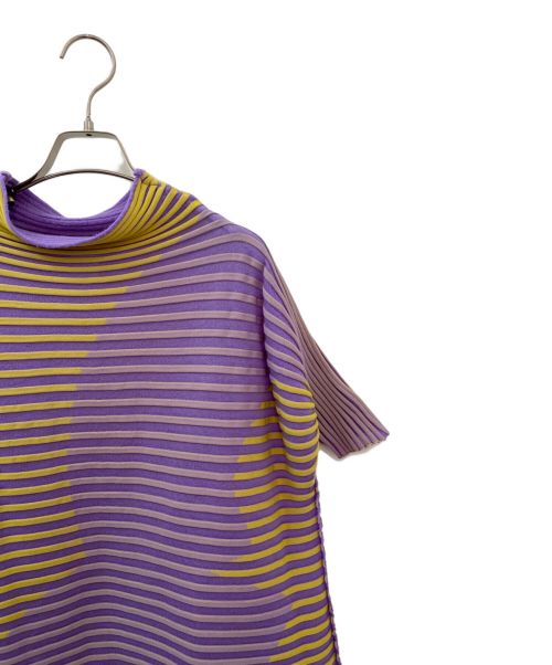 ISSEY MIYAKE（イッセイミヤケ）ISSEY MIYAKE (イッセイミヤケ) リブニットワンピース イエロー×パープル サイズ:2の古着・服飾アイテム