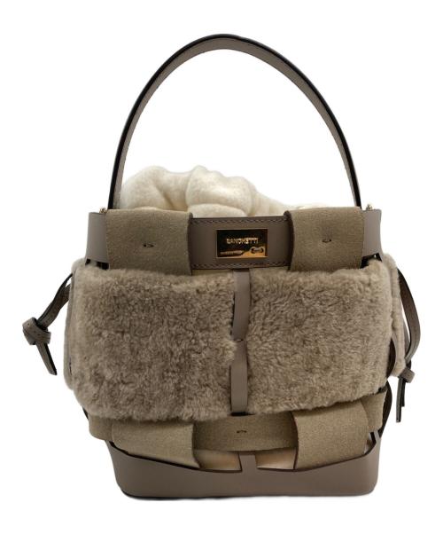 ZANCHETTI（ザンケッティー）ZANCHETTI (ザンケッティー) WOVEN BUCKET SMALL BAG グレージュの古着・服飾アイテム