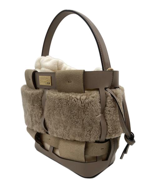 ZANCHETTI（ザンケッティー）ZANCHETTI (ザンケッティー) WOVEN BUCKET SMALL BAG グレージュの古着・服飾アイテム