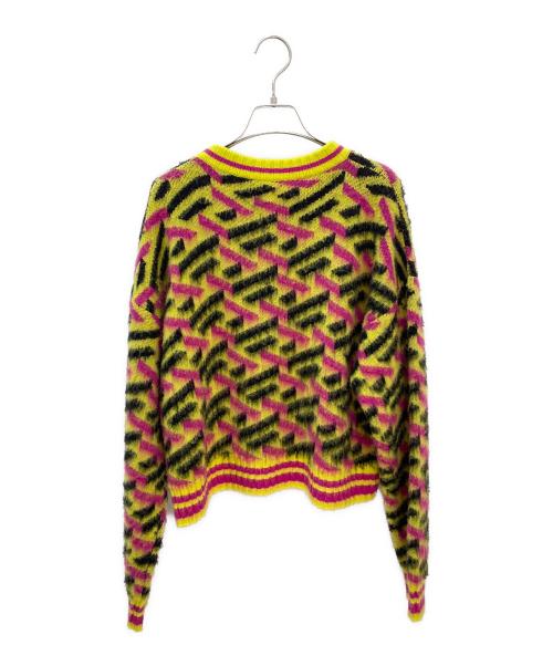 VERSACE（ヴェルサーチェ）VERSACE (ヴェルサーチ) サイケデリックニットプルオーバー イエロー×ピンク サイズ:38の古着・服飾アイテム