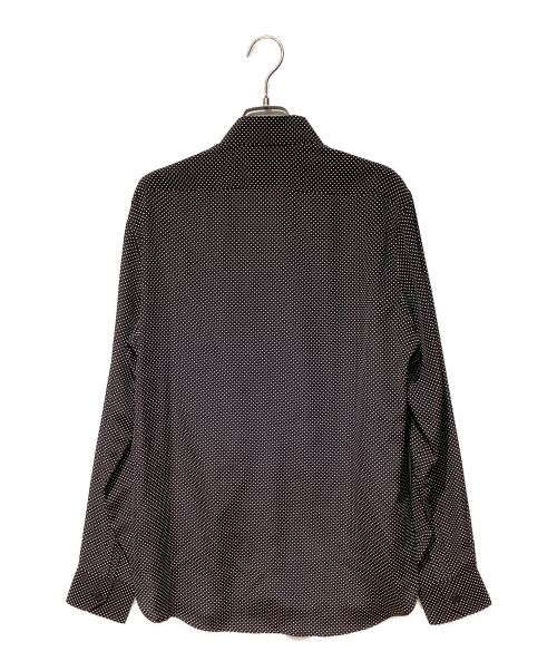 Saint Laurent Paris（サンローランパリ）Saint Laurent Paris (サンローランパリ) Dot Pattern Silk Shirt（ドット柄シルク長袖シャツ） ブラック サイズ:37の古着・服飾アイテム