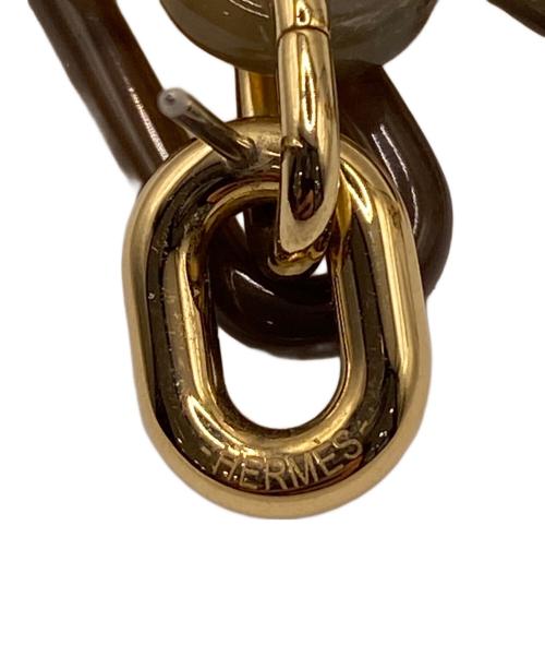 HERMES（エルメス）HERMES (エルメス) レジーユ バッファローホーン ピアス ブラウン×ゴールドの古着・服飾アイテム