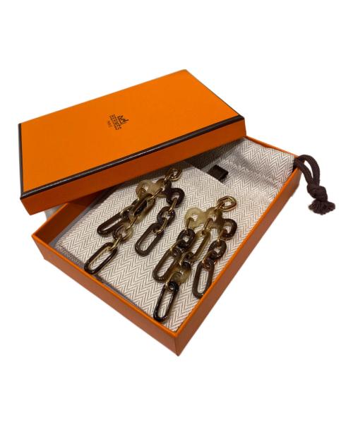 HERMES（エルメス）HERMES (エルメス) レジーユ バッファローホーン ピアス ブラウン×ゴールドの古着・服飾アイテム