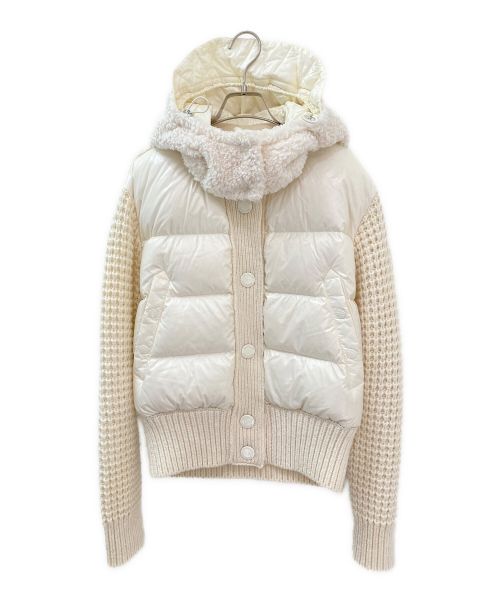 MONCLER（モンクレール）MONCLER (モンクレール) ボアフーデッド切替ダウンカーディガン アイボリー サイズ:Sの古着・服飾アイテム