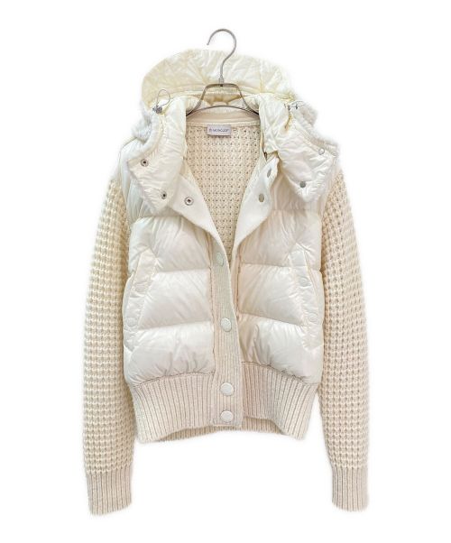 MONCLER（モンクレール）MONCLER (モンクレール) ボアフーデッド切替ダウンカーディガン アイボリー サイズ:Sの古着・服飾アイテム
