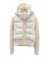 MONCLER（モンクレール）の古着「ボアフーデッド切替ダウンカーディガン」｜アイボリー