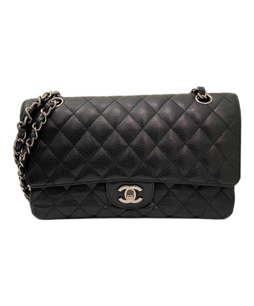 CHANEL（シャネル）CHANEL (シャネル) Wフラップ マトラッセ25 ブラック×シルバー金具 サイズ:25の古着・服飾アイテム