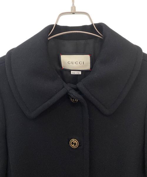 GUCCI（グッチ）GUCCI (グッチ) ウールステンカラーコート ブラック サイズ:38の古着・服飾アイテム