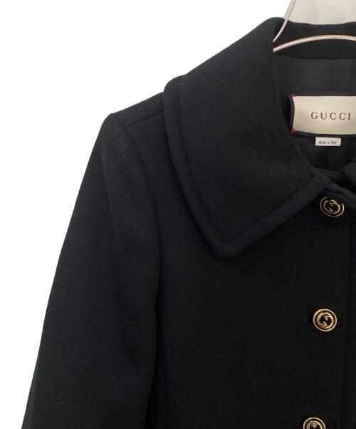GUCCI（グッチ）GUCCI (グッチ) ウールステンカラーコート ブラック サイズ:38の古着・服飾アイテム