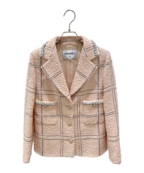 CHANEL（シャネル）CHANEL (シャネル) ココボタンツイードセットアップ ピンク×ブラック サイズ:34の古着・服飾アイテム