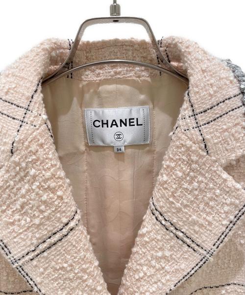 CHANEL（シャネル）CHANEL (シャネル) ココボタンツイードセットアップ ピンク×ブラック サイズ:34の古着・服飾アイテム