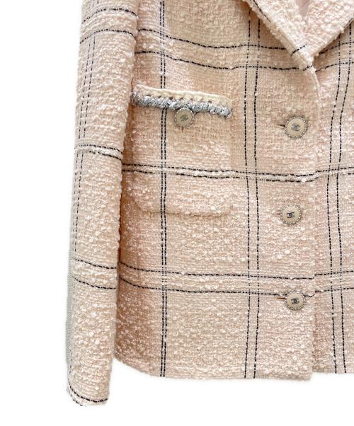 CHANEL（シャネル）CHANEL (シャネル) ココボタンツイードセットアップ ピンク×ブラック サイズ:34の古着・服飾アイテム