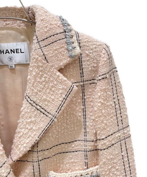 CHANEL（シャネル）CHANEL (シャネル) ココボタンツイードセットアップ ピンク×ブラック サイズ:34の古着・服飾アイテム