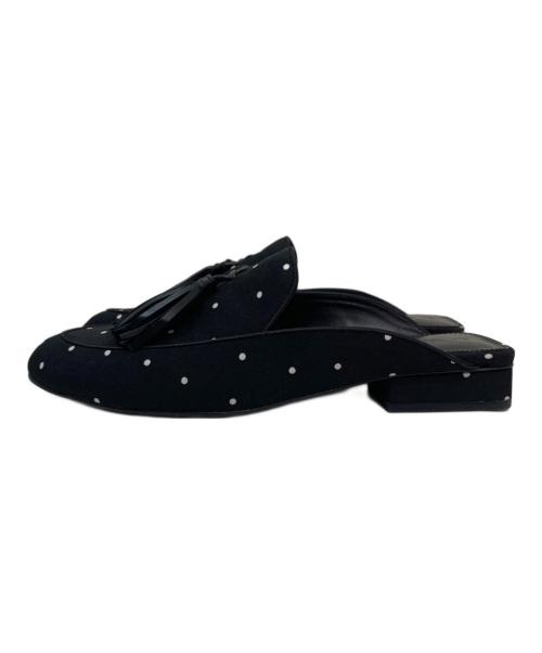 TSURU by MARIKO OIKAWA（ツルバイマリコオイカワ）TSURU by MARIKO OIKAWA (ツルバイマリコオイカワ) ドットフリンジミュール ブラック サイズ:39の古着・服飾アイテム