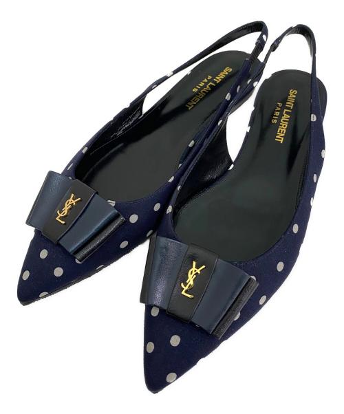 Saint Laurent Paris（サンローランパリ）Saint Laurent Paris (サンローランパリ) ANAISスリングバックフラットシューズ ネイビー サイズ:36 1/2の古着・服飾アイテム