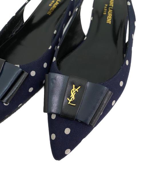 Saint Laurent Paris（サンローランパリ）Saint Laurent Paris (サンローランパリ) ANAISスリングバックフラットシューズ ネイビー サイズ:36 1/2の古着・服飾アイテム