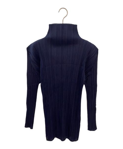 PLEATS PLEASE（プリーツプリーズ）PLEATS PLEASE (プリーツプリーズ) プリーツハイネックカットソー ネイビー サイズ:３の古着・服飾アイテム