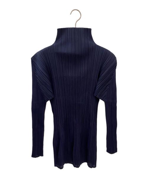 PLEATS PLEASE（プリーツプリーズ）PLEATS PLEASE (プリーツプリーズ) プリーツハイネックカットソー ネイビー サイズ:３の古着・服飾アイテム