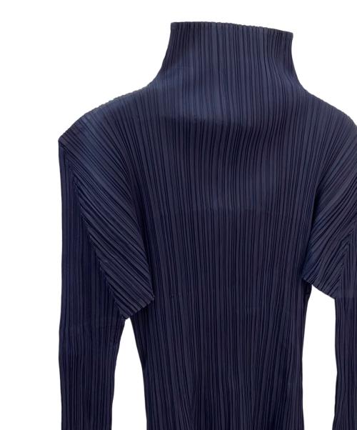 PLEATS PLEASE（プリーツプリーズ）PLEATS PLEASE (プリーツプリーズ) プリーツハイネックカットソー ネイビー サイズ:３の古着・服飾アイテム