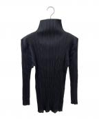 PLEATS PLEASEプリーツプリーズ）の古着「プリーツハイネックカットソー」｜ブラック