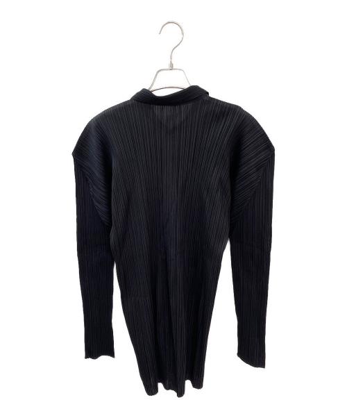 PLEATS PLEASE（プリーツプリーズ）PLEATS PLEASE (プリーツプリーズ) 襟付きジップアップカーディガン ブラック サイズ:3の古着・服飾アイテム