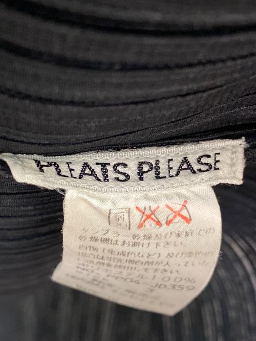 PLEATS PLEASE（プリーツプリーズ）PLEATS PLEASE (プリーツプリーズ) 襟付きジップアップカーディガン ブラック サイズ:3の古着・服飾アイテム