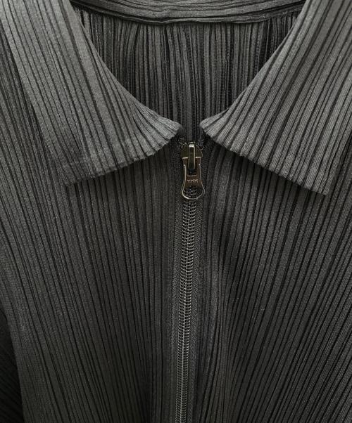 PLEATS PLEASE（プリーツプリーズ）PLEATS PLEASE (プリーツプリーズ) 襟付きジップアップカーディガン ブラック サイズ:3の古着・服飾アイテム