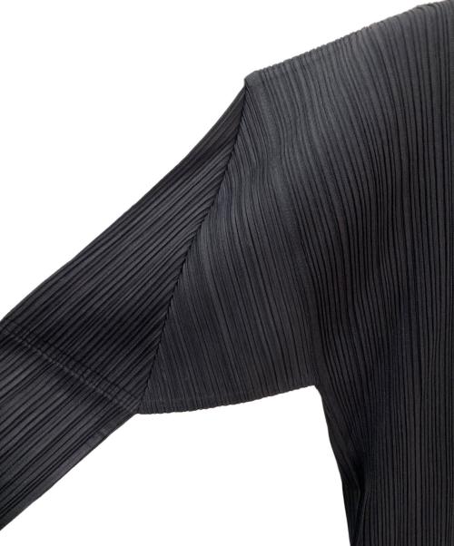 PLEATS PLEASE（プリーツプリーズ）PLEATS PLEASE (プリーツプリーズ) 襟付きジップアップカーディガン ブラック サイズ:3の古着・服飾アイテム