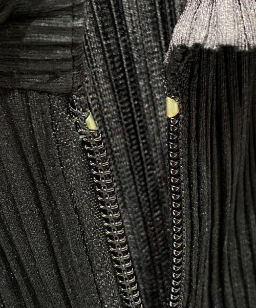PLEATS PLEASE（プリーツプリーズ）PLEATS PLEASE (プリーツプリーズ) 襟付きジップアップカーディガン ブラック サイズ:3の古着・服飾アイテム