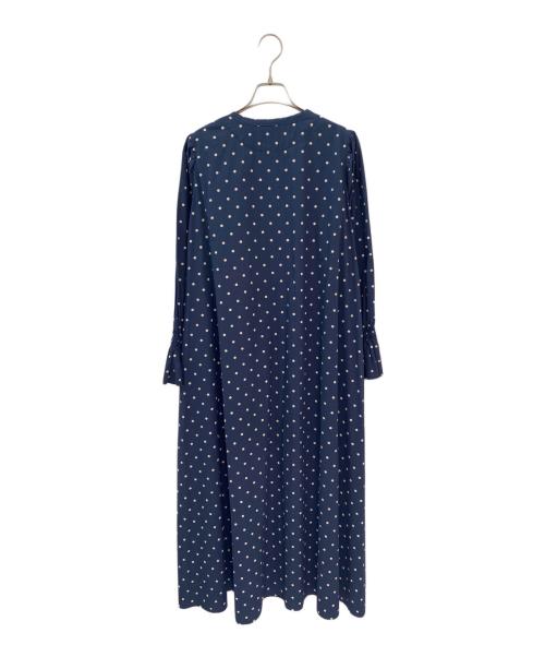 JOURNAL STANDARD relume（ジャーナルスタンダード レリューム）JOURNAL STANDARD relume (ジャーナルスタンダード レリューム) ドットプリントピンタックフレアワンピース ネイビー サイズ:38の古着・服飾アイテム