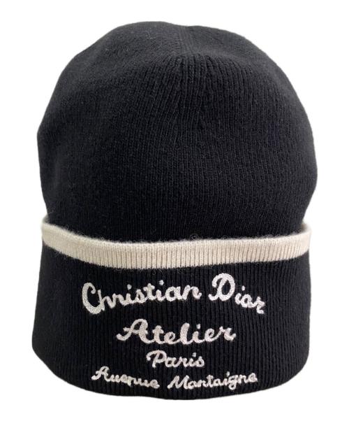 Christian Dior（クリスチャン ディオール）Christian Dior (クリスチャン ディオール) アトリエロゴ刺繍ビーニー ブラック サイズ:Mの古着・服飾アイテム