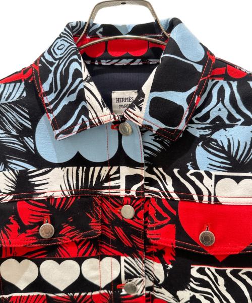 HERMES（エルメス）HERMES (エルメス) ハートモチーフコットンジャケット レッド/スカーブルー/ブラック/ホワイト サイズ:38の古着・服飾アイテム