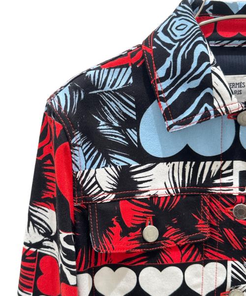 HERMES（エルメス）HERMES (エルメス) ハートモチーフコットンジャケット レッド/スカーブルー/ブラック/ホワイト サイズ:38の古着・服飾アイテム