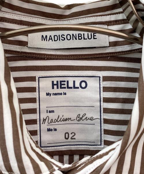MADISON BLUE（マディソンブルー）MADISON BLUE (マディソンブルー) ROUND COLLAR FRILL SH B.STRIPE ブラウン×ホワイト サイズ:02の古着・服飾アイテム