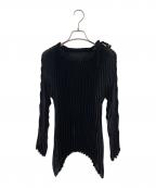 ISSEY MIYAKE FETEイッセイミヤケフェット）の古着「長袖プリーツブラウス」｜ブラック