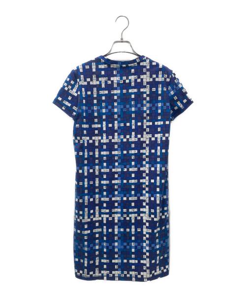 HERMES（エルメス）HERMES (エルメス) 半袖総柄ワンピース ブルー サイズ:Mの古着・服飾アイテム