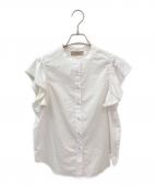 TWIN-SETツインセット）の古着「Poplin shirt with ruffles and pearls」｜ホワイト