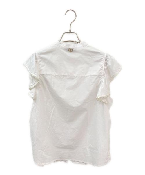 TWIN-SET（ツインセット）TWIN-SET (ツインセット) Poplin shirt with ruffles and pearls ホワイト サイズ:40の古着・服飾アイテム