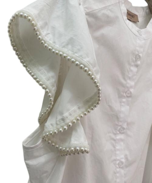 TWIN-SET（ツインセット）TWIN-SET (ツインセット) Poplin shirt with ruffles and pearls ホワイト サイズ:40の古着・服飾アイテム