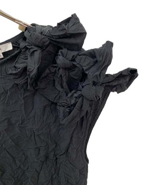 YORI（ヨリ）YORI (ヨリ) リボンワッシャーワンピース ブラック サイズ:36 未使用品の古着・服飾アイテム